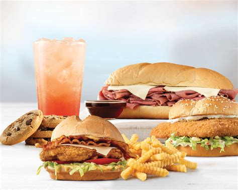 Arby%27s for delivery - A crispy buttermilk chicken breast with bacon, Swiss cheese, lettuce, tomato and honey mustard on a toasted specialty bun. Visit arbys.com for nutritional and allergen information. $8.28+. Chicken Tenders (5 ea.) 5 crispy chicken tenders served with your choice of dipping sauce.